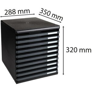 Exacompta zásuvkový box MODULO A4 tmavě šedý 10 otevřených zásuvek