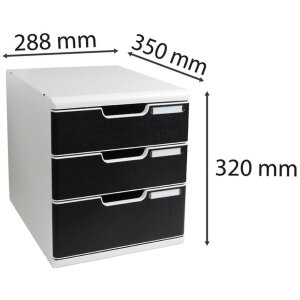 Exacompta zásuvkový box MODULO A4 3 uzavřené zásuvky černý