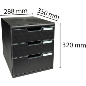 Exacompta zásuvkový box MODULO A4 3 uzavřené zásuvky černý