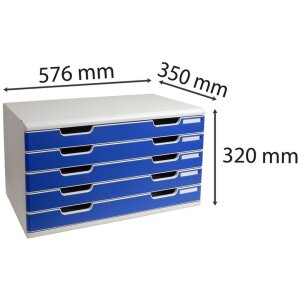 Exacompta zásuvkový box MODULO A3 5 uzavřených zásuvek Modrá