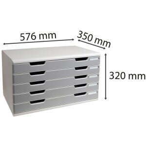 Exacompta zásuvkový box MODULO A3 5 uzavřených zásuvek kamenná šedá