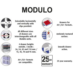 Exacompta MODULO A3 zásuvkový box 10 zásuvek Modrá Velikost DIN A3