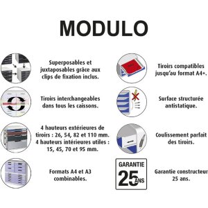Exacompta MODULO A3 zásuvkový box 10 zásuvek Modrá Velikost DIN A3