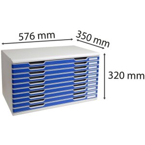 Exacompta MODULO A3 zásuvkový box 10 zásuvek Modrá Velikost DIN A3