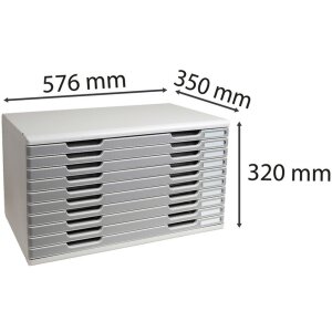 Exacompta zásuvkový box MODULO A3 10 uzavřených zásuvek kamenná šedá
