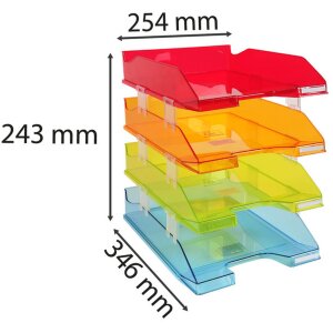 Exacompta sada 4 zásobníků na dopisy COMBO MIDI Linicolor barevné provedení A4+