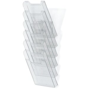 Exacompta nástěnný stojan na brožury 6 přihrádek A4 crystal vertical připravený k montáži