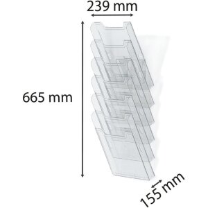 Exacompta nástěnný stojan na brožury 6 přihrádek A4 crystal vertical připravený k montáži