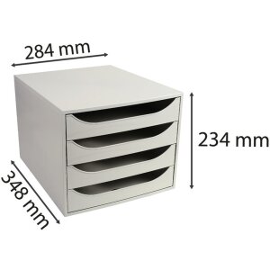 Exacompta ECOBOX zásuvkový box 4 zásuvky šedá 348x284x234 mm