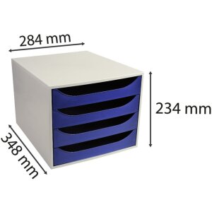 Exacompta ECOBOX zásuvkový box se 4 zásuvkami půlnoční modrá 34,8x28,4x23,4 cm