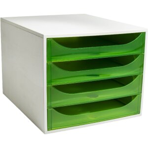 Exacompta OBOX zásuvkový box 4 zásuvky jablečně zelená 348x284x234 mm