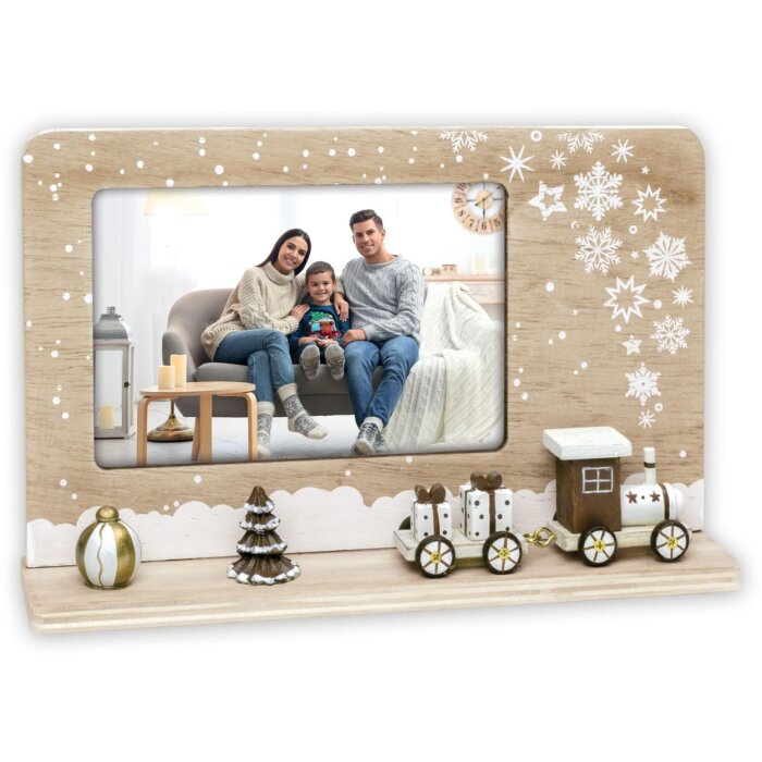 Vánoční fotorámeček Hamar wood 10x15 cm formát na šířku zimní dekorace 23,5x5x15 cm