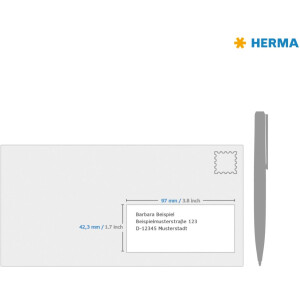 Inkoustové etikety HERMA odolné proti povětrnostním vlivům, A4, 97,0 x 42,3 mm, bílé, permanentní lepidlo