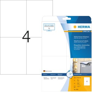 Inkoustové etikety HERMA odolné proti povětrnostním vlivům, A4, 105,0 x 148,0 mm, bílé, permanentní lepidlo