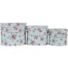 Clayre & Eef 65008 Sada 3 krabic na klobouky modrá Ø 23x19 cm Ø 20x16 cm Ø 17x14 cm