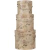 Clayre & Eef 65012 Sada krabiček na klobouky 3 ks se vzorem růží ve vintage stylu Ø 23/20/17 cm