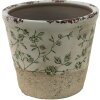Clayre & Eef 6CE1384L Květináč do interiéru zelený, bílý Ø 16x16 cm