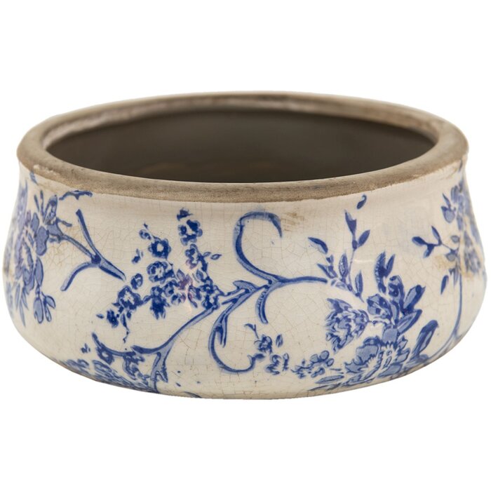 Clayre & Eef 6CE1397L Květináč modrý, bílý Ø 21x8 cm