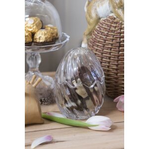 Clayre & Eef 6GL3384 Bonbonnière s víkem Vejce průhledné Ø 9x12 cm