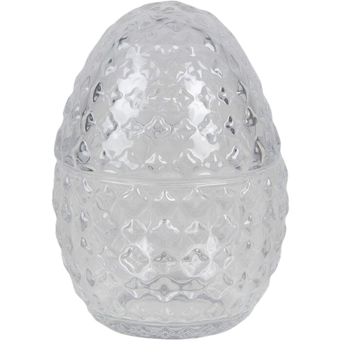 Clayre & Eef 6GL3385 Bonbonnière s víkem Vejce průhledné Ø 9x12 cm