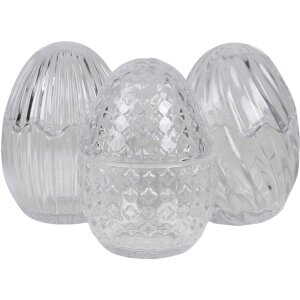 Clayre & Eef 6GL3385 Bonbonnière s víkem Vejce průhledné Ø 9x12 cm