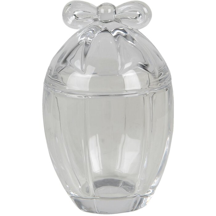 Clayre & Eef 6GL3388 Bonbonnière s víkem Vejce průhledné Ø 9x13 cm