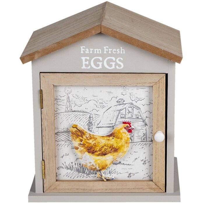 Clayre & Eef 6H2060 Skříňka na vejce hnědá 19x13x23 cm
