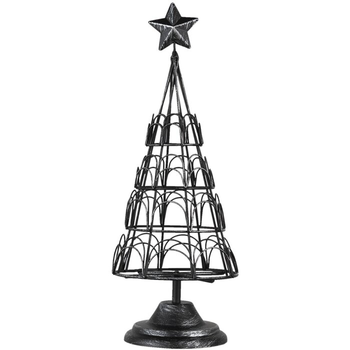 Clayre & Eef 6Y4608 Pouzdro na karty Fir Tree Iron Ø 12x31 cm černé