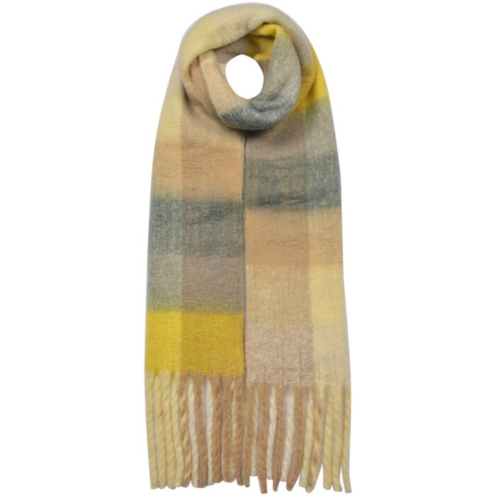Clayre & Eef JZSC0615Y Zimní šála dámská žlutá 35x210 cm