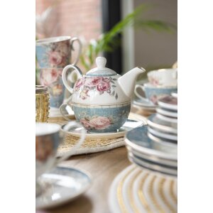Clayre & Eef PECTEFO Tea for One Blue, White 16x10x14 cm - 400 ml - 250 ml