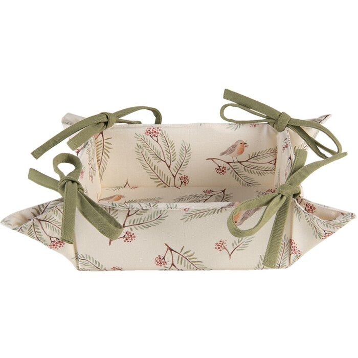 Clayre & Eef VGP47 Koš na chléb 35x35x8 cm Krémový vánoční motiv