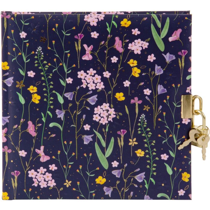 Goldbuch diář Meadow Miracles Modrý se zámkem 16,5x16,5 cm 96 bílých stran