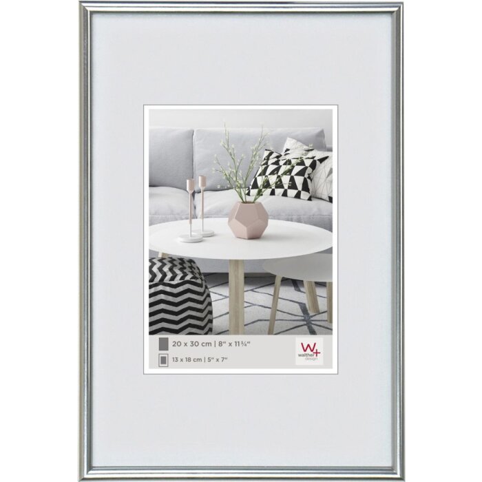 Plastový rámeček Walther GALERIA 21x30 cm stříbrný rámeček na certifikáty DIN A4