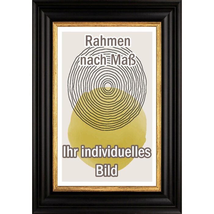 Dřevěný rám Walther Vigo 42x59,4 cm černý se zlatým okrajem čiré sklo