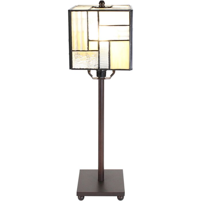 Clayre & Eef 5LL-6190 Tiffany stolní lampa šedá, bílá 13x13x28 cm E14-max 1x25W