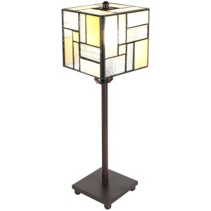 Clayre & Eef 5LL-6190 Tiffany stolní lampa šedá, bílá 13x13x28 cm E14-max 1x25W