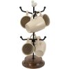 Clayre & Eef 6CE1343 Držák na šálky se 6 šálky Keramický Ø 14x39 cm Krémově bílý