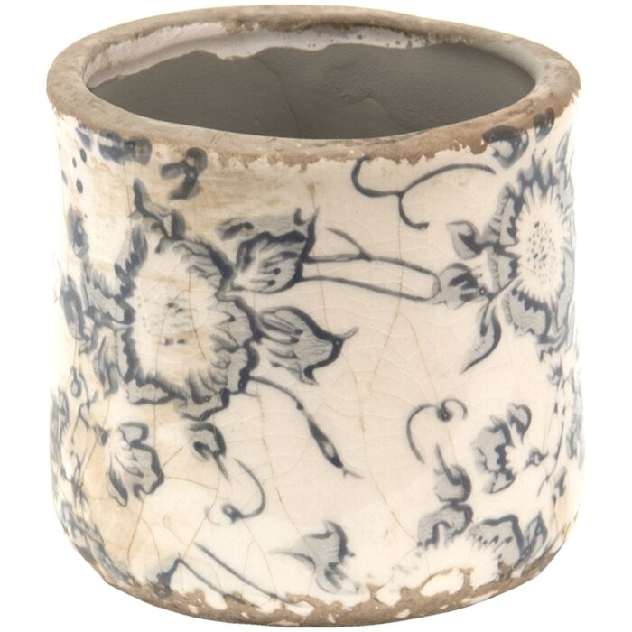Clayre & Eef 6CE1459XS Květináč do interiéru Šedá, béžová Ø 8x7 cm