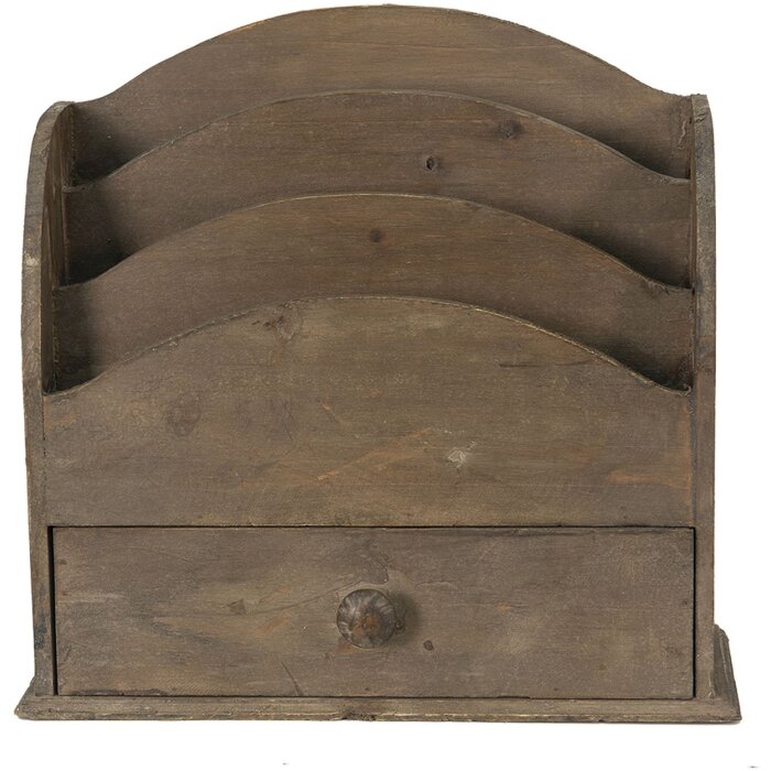 Clayre & Eef 6H2111 Stojan na dopisy hnědý 33x13x31 cm