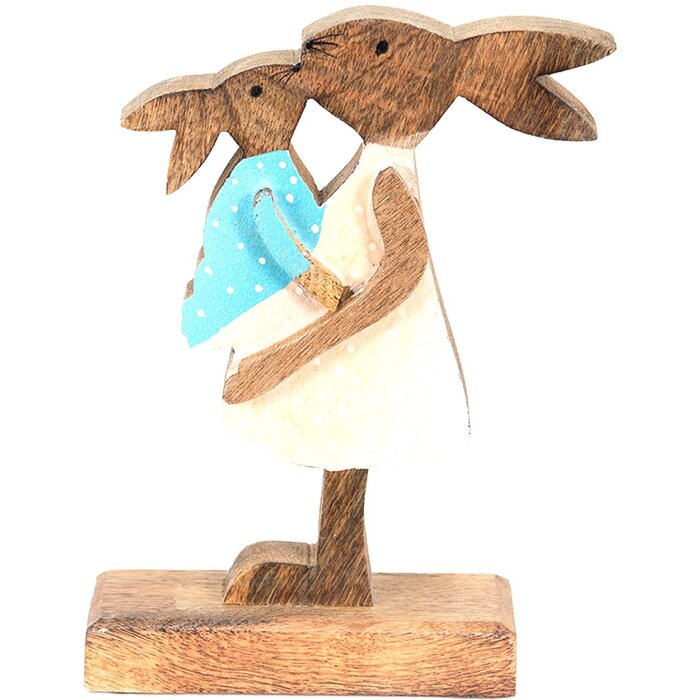 Clayre & Eef 6H2152 Dekorativní králík hnědý, růžový 15x6x22 cm