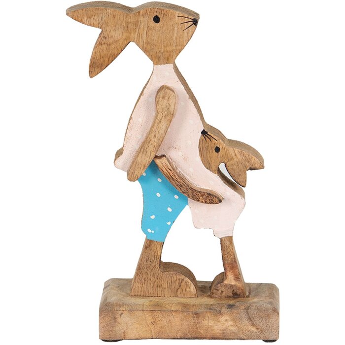 Clayre & Eef 6H2153 Dekorativní králík hnědý, modrý 12x6x22 cm