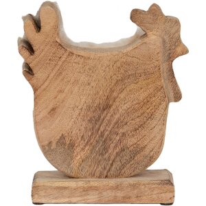 Clayre & Eef 6H2162L Dekorativní kohout bílý, hnědý 18x5x21 cm