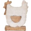 Clayre & Eef 6H2162L Dekorativní kohout bílý, hnědý 18x5x21 cm