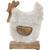 Clayre & Eef 6H2162M Dekorativní kohout bílý, hnědý 15x5x19 cm