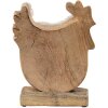 Clayre & Eef 6H2162M Dekorativní kohout bílý, hnědý 15x5x19 cm