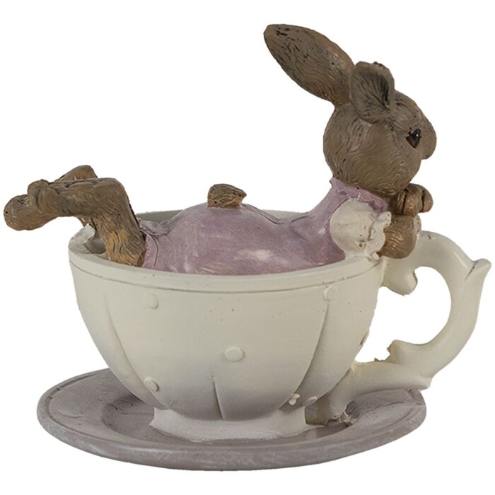 Clayre & Eef 6PR3535 Dekorativní králík růžový 10x8x9 cm