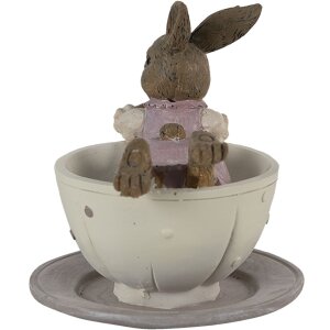 Clayre & Eef 6PR3535 Dekorativní králík růžový 10x8x9 cm