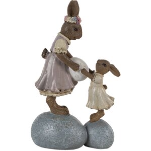 Clayre & Eef 6PR3537 Dekorativní králík růžová, béžová 10x6x17 cm