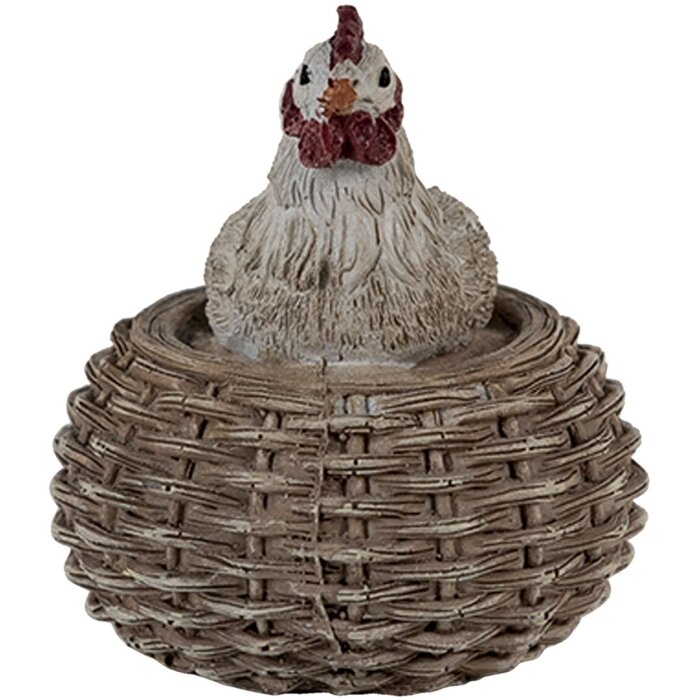 Clayre & Eef 6PR3555 Přívěsek šperk kuře bílý, hnědý 5x5x6 cm