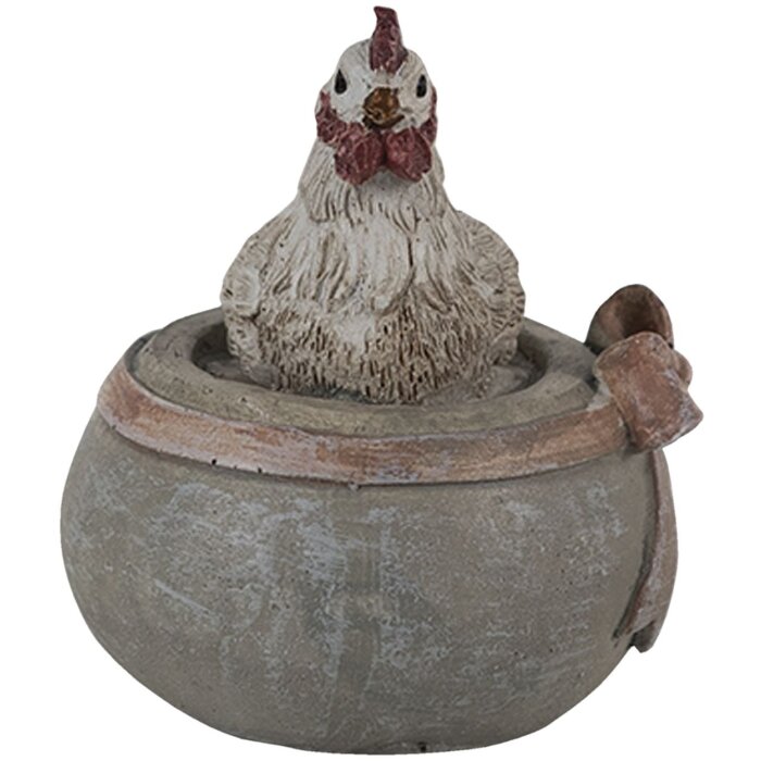 Clayre & Eef 6PR3562 Přívěsek šperk kuře bílý, hnědý, zelený 6x5x6 cm